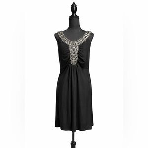 Another Thyme Black Beaded Sleeveless Dress Size 6